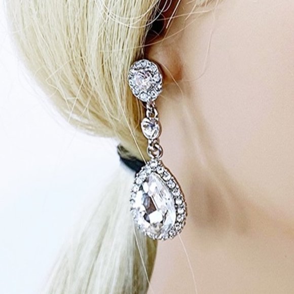 Prom Pageant Bridal Jewelry - Crystal Rhinestone Bridal Pageant Prom Earrings